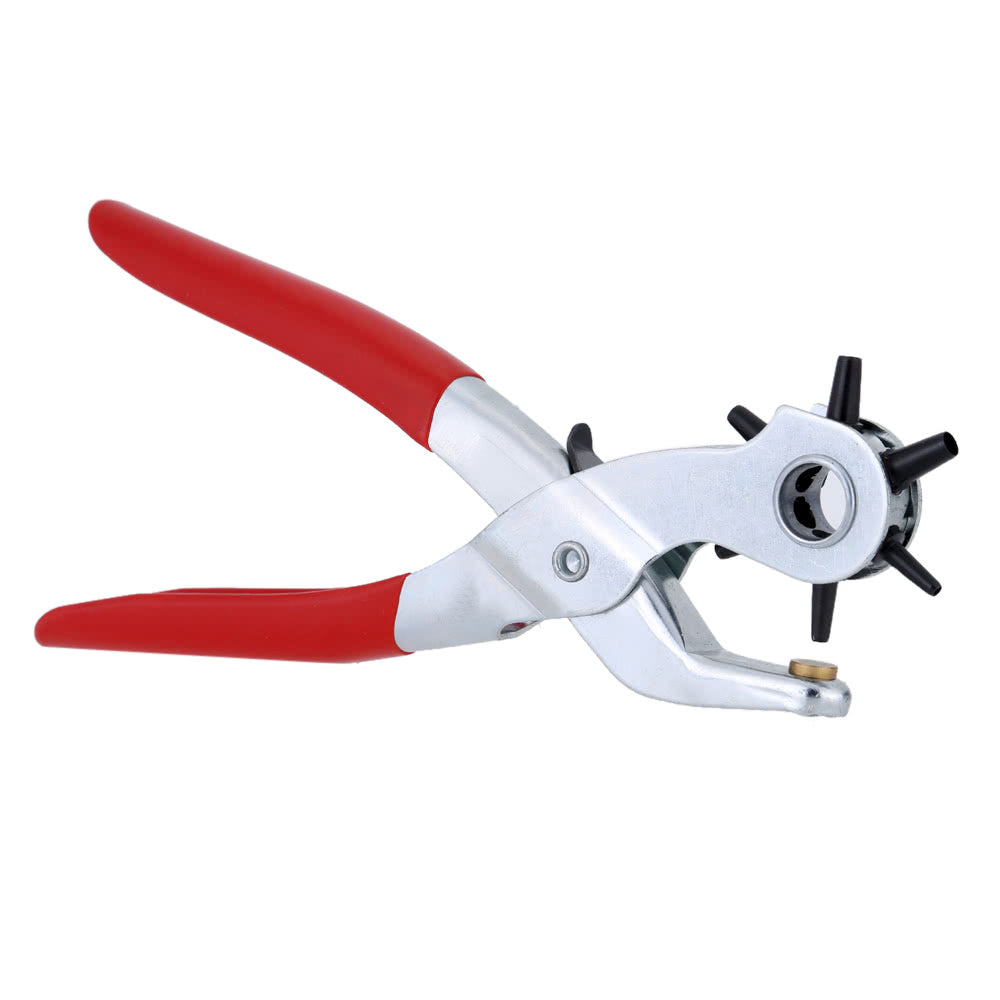 Hole Punching Machine 9inch Punch Plier Round Hole Perforator Tool Make Hole Puncher for Watchband - Red