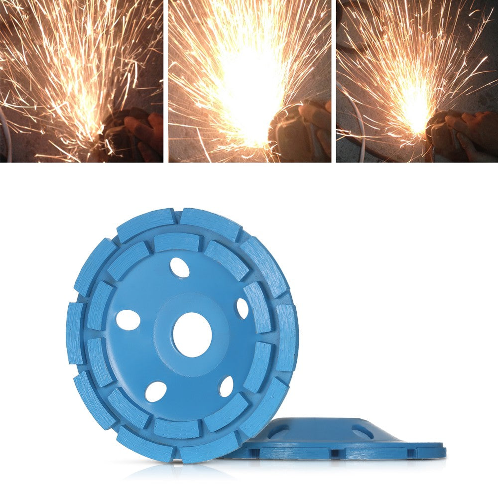 125mm 5" Diamond 2 Row Segment Grinding Wheel Disc Bowl Shape Grinder Cup 22mm Inner Hole - Blue