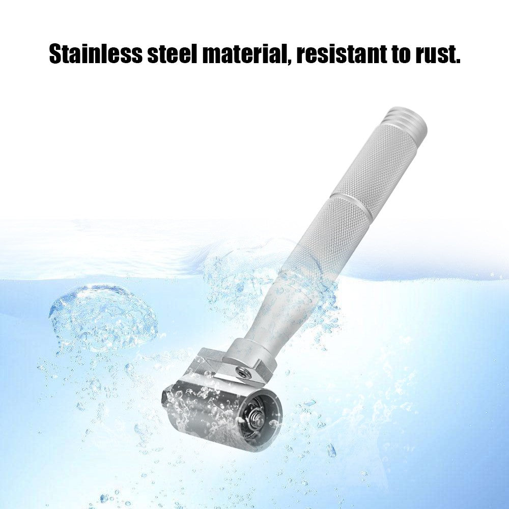 Bimetallic Bearing Stainless Steel Flat Pressure Roller Wallpaper Apply Hand Tool Resistant to Rust - Silver