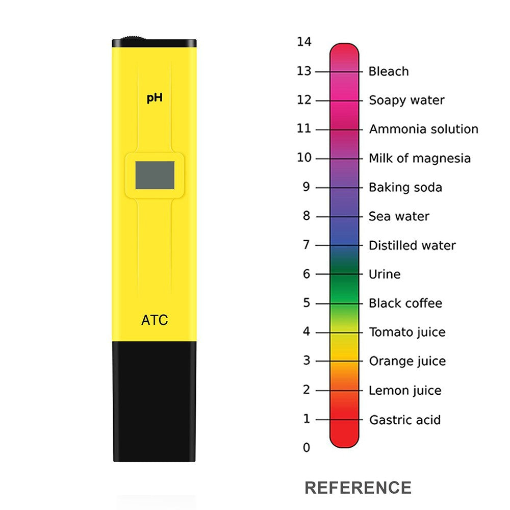 Digital LCD PH Test Pen Portable Auto Temp Compensation pH Meter Aquarium Water Quality Tester - Yellow