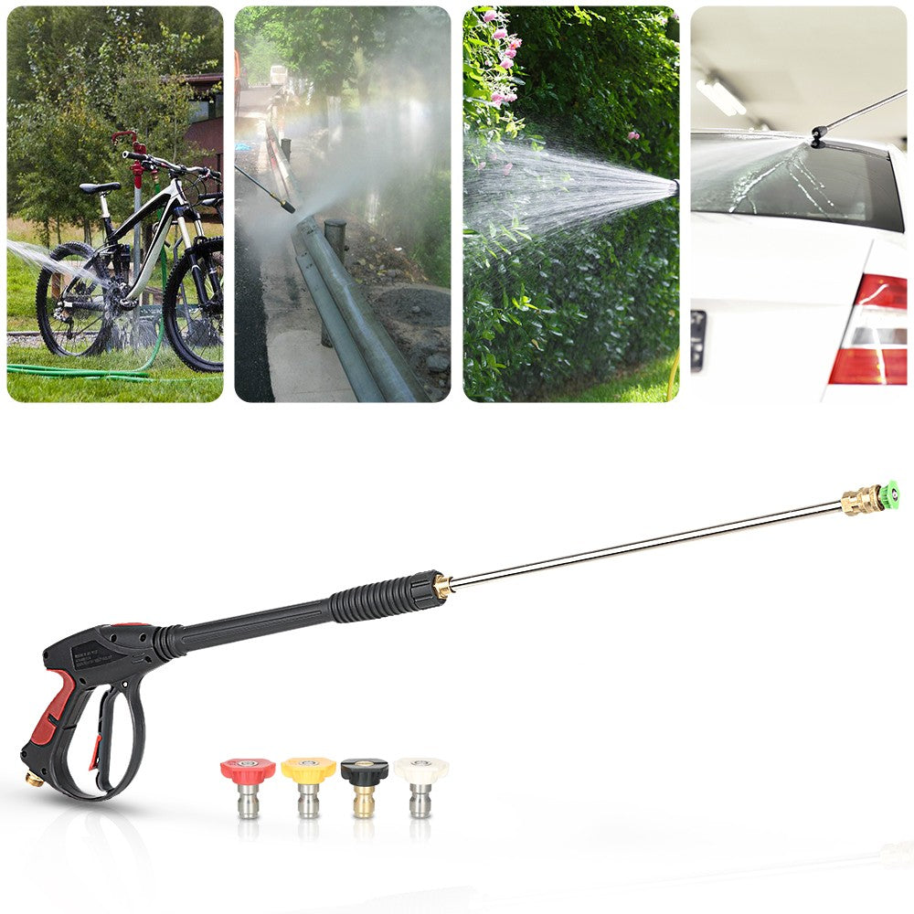 Pressure Washer Gun 4000 PSI Spray Gun with 18" Extension Wand + 4 Quick Connect Nozzles and 1 Soap Nozzle for Car Pressure Power Washers