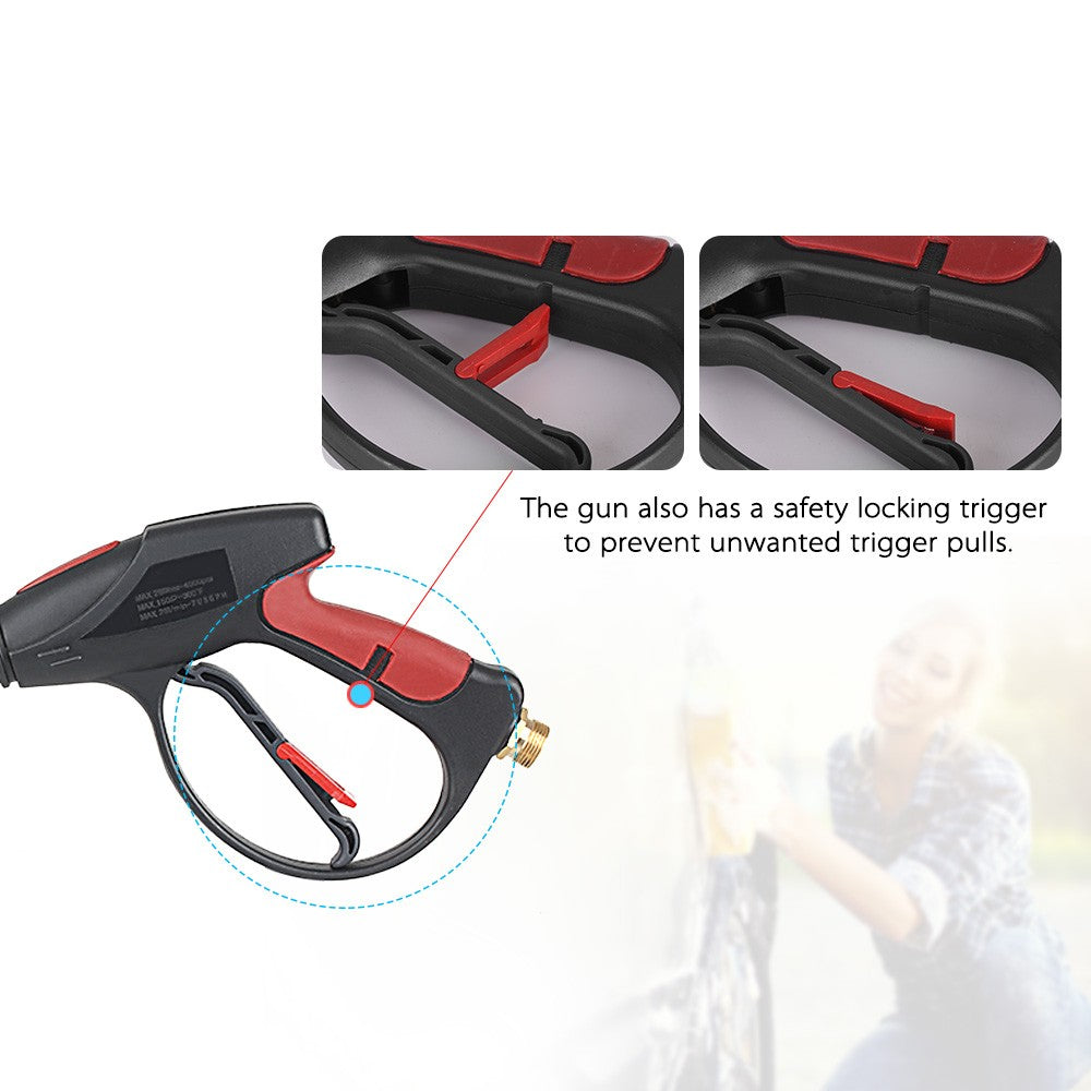 Pressure Washer Gun 4000 PSI Spray Gun with 18" Extension Wand + 4 Quick Connect Nozzles and 1 Soap Nozzle for Car Pressure Power Washers