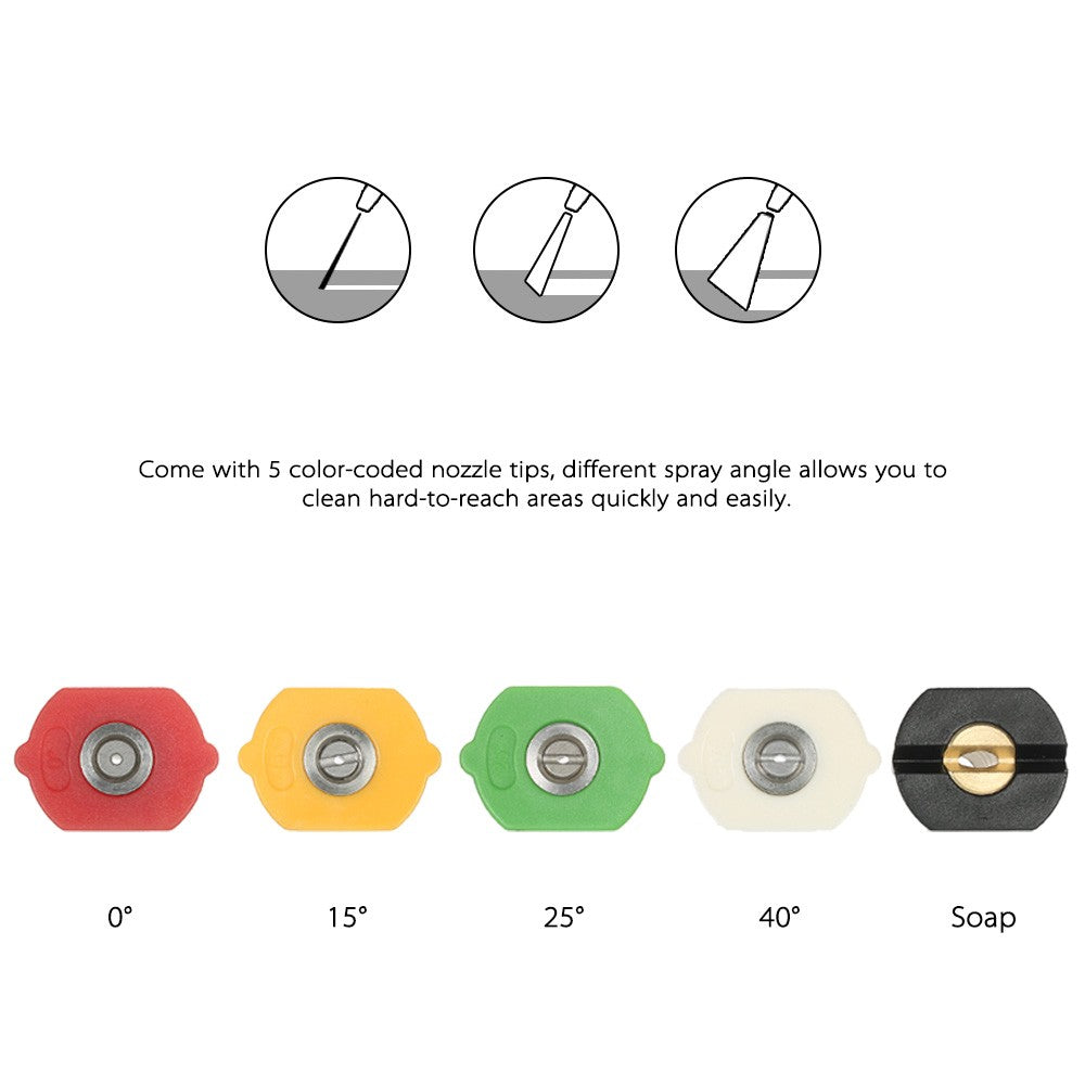 Pressure Washer Gun 4000 PSI Spray Gun with 18" Extension Wand + 4 Quick Connect Nozzles and 1 Soap Nozzle for Car Pressure Power Washers