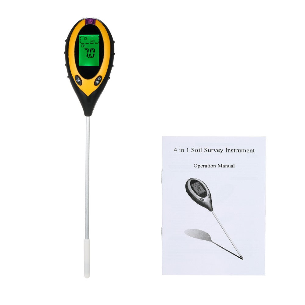 4-in-1 Soil Tester PH Moisture Temperature Sunlight Intensity PH Tester Moisture Meter