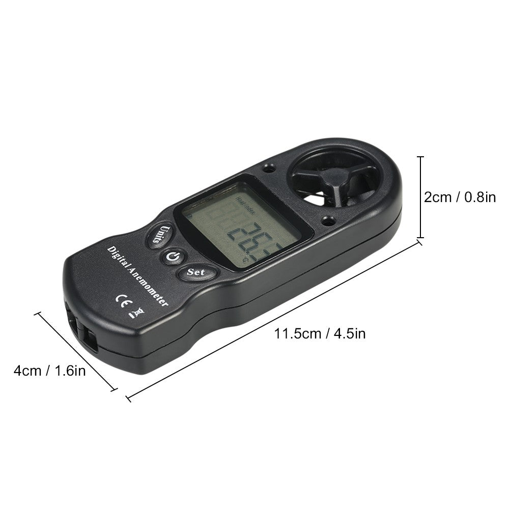 8 in 1 Handheld Digital Anemometer with LCD Backlight - Black