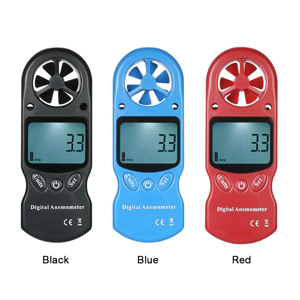 8 in 1 Handheld Digital Anemometer with LCD Backlight - Red