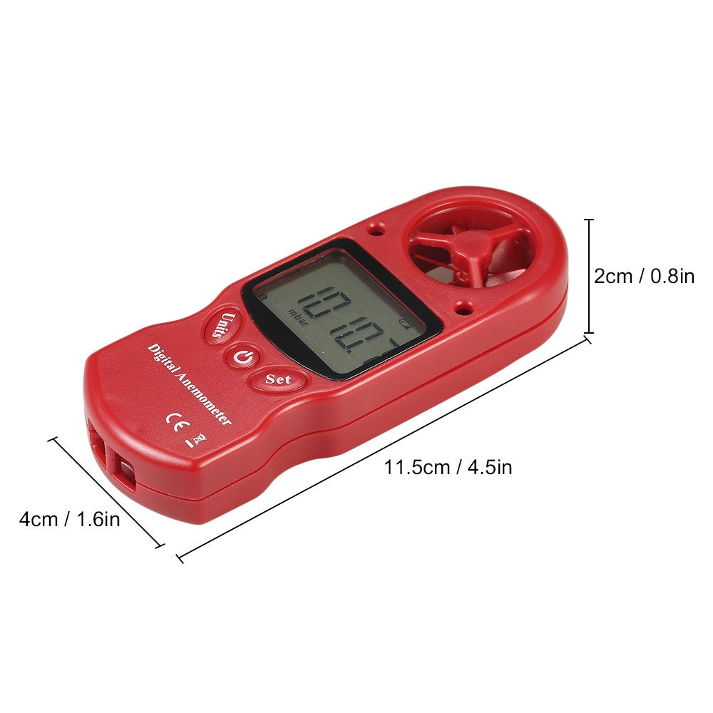 8 in 1 Handheld Digital Anemometer with LCD Backlight - Red
