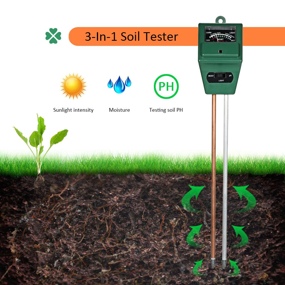 3-in-1 Soil Tester Moisture Meter PH Meter PH Moisture Sunlight Intensity PH Tester