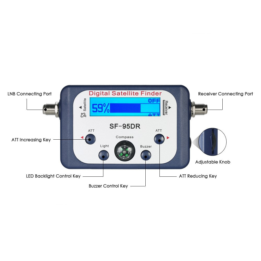 Digital Satellite Finder Satellite Signal Meter with LCD Display Digital Satfinder with Compass