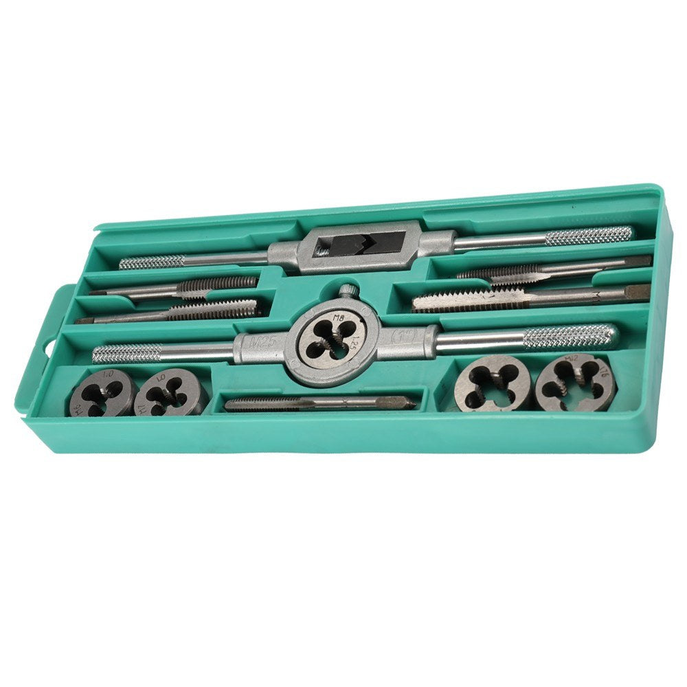 Alloy Steel Tap and Die Tool Set with Adjustable Wrench - 12 PCS