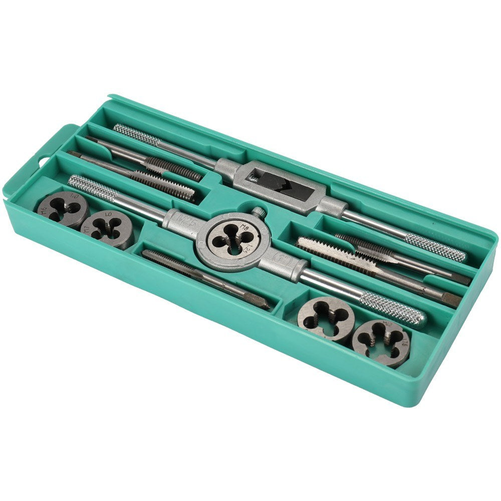 Alloy Steel Tap and Die Tool Set with Adjustable Wrench - 12 PCS