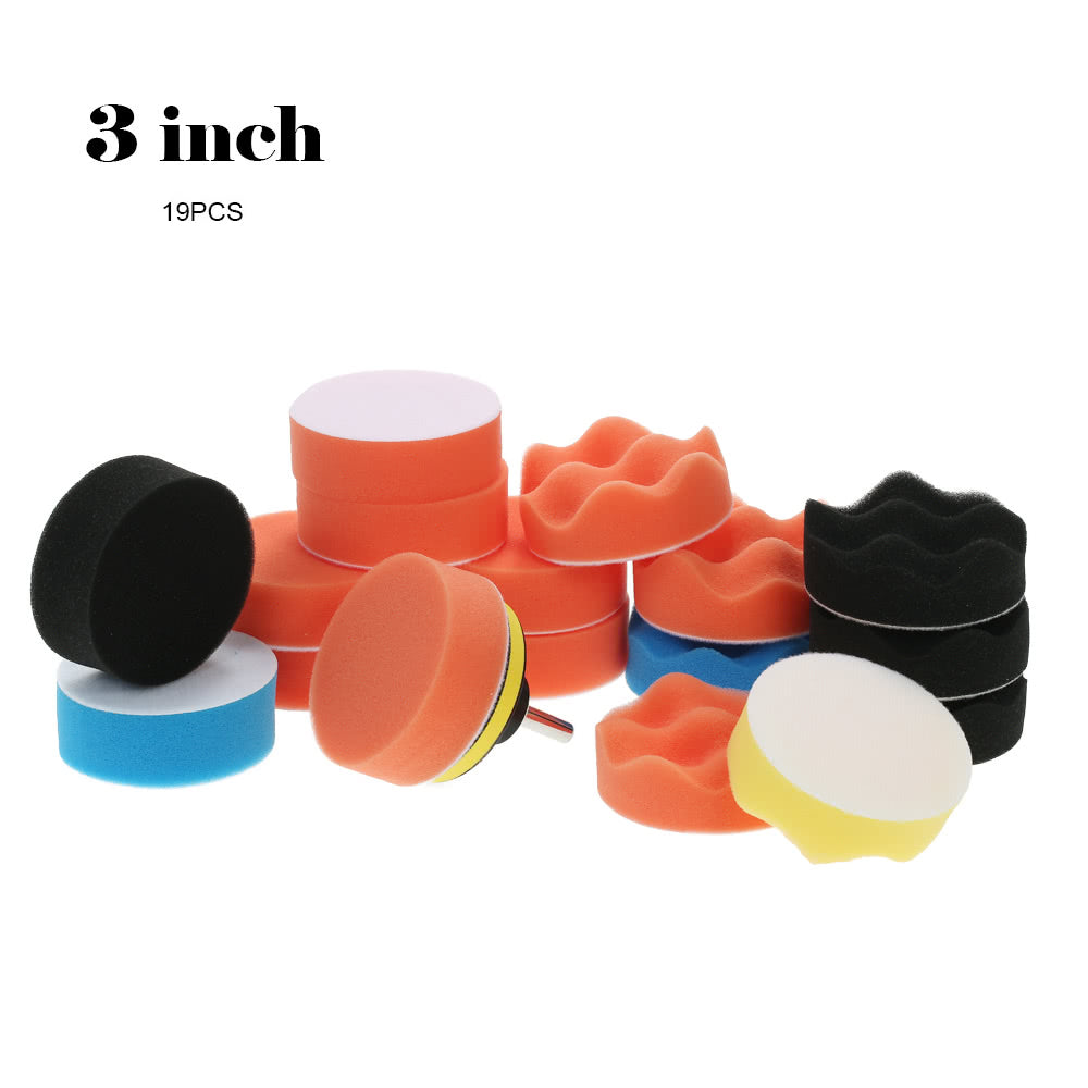 19PCS 3inch 80mm Car Polishing Pads Waxing Foam Buffing Pad Sponge Kit Set for Car Polisher Buffer Waxer Sander Polishing Waxing Sealing Glaze