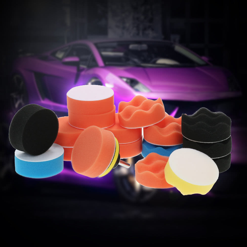 19PCS 3inch 80mm Car Polishing Pads Waxing Foam Buffing Pad Sponge Kit Set for Car Polisher Buffer Waxer Sander Polishing Waxing Sealing Glaze