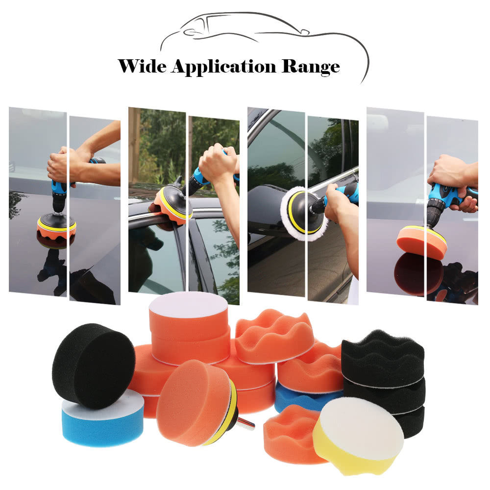 19PCS 3inch 80mm Car Polishing Pads Waxing Foam Buffing Pad Sponge Kit Set for Car Polisher Buffer Waxer Sander Polishing Waxing Sealing Glaze