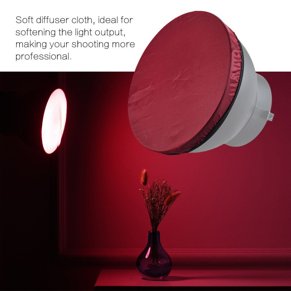 180mm/7-inch Photography Light Soft Diffuser Cloth for 7" 180mm Standard Studio Strobe Reflector - Wine Red