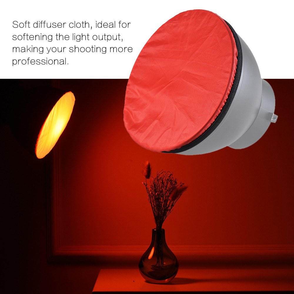 180mm/7-inch Photography Light Soft Diffuser Cloth for 7" 180mm Standard Studio Strobe Reflector - Red