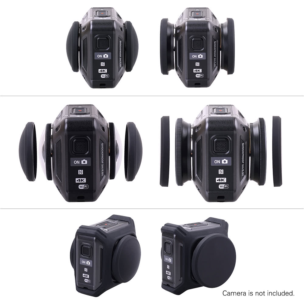 Protective Silicone Lens Cap + Underwater Diving Lens Cap for Nikon KeyMission 360 Camera