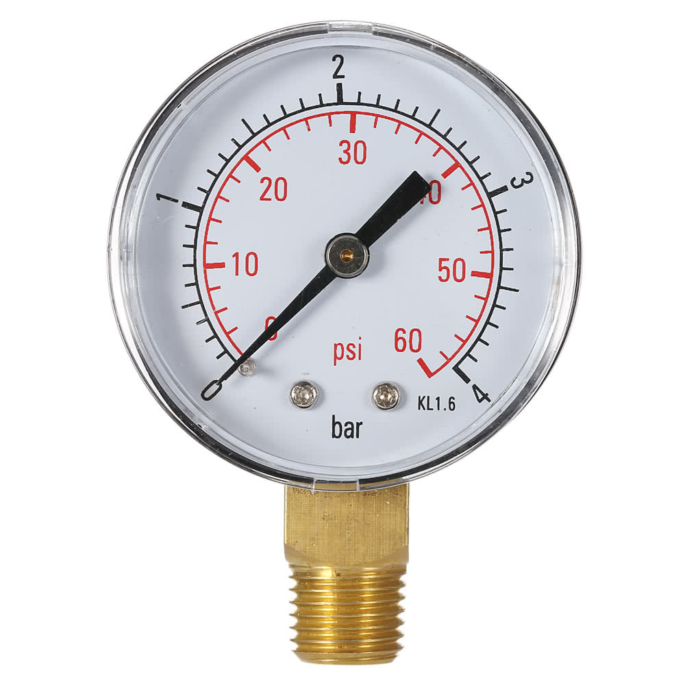 BSPT Thread Pool Filter Water Pressure Dial Hydraulic Meter Manometer Pressure Gauge - Range One