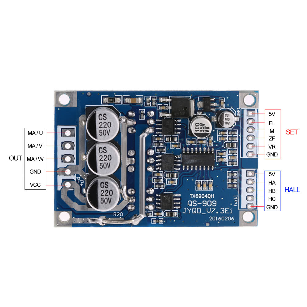 DC 12V-36V 500W Brushless Motor Controller Hall Motor Balanced Car Driver Board