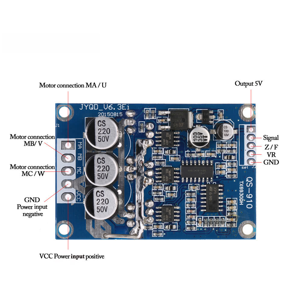 DC 12V-36V 500W Brushless Motor Controller Without Hall PWM Control Balanced Car Driver Board