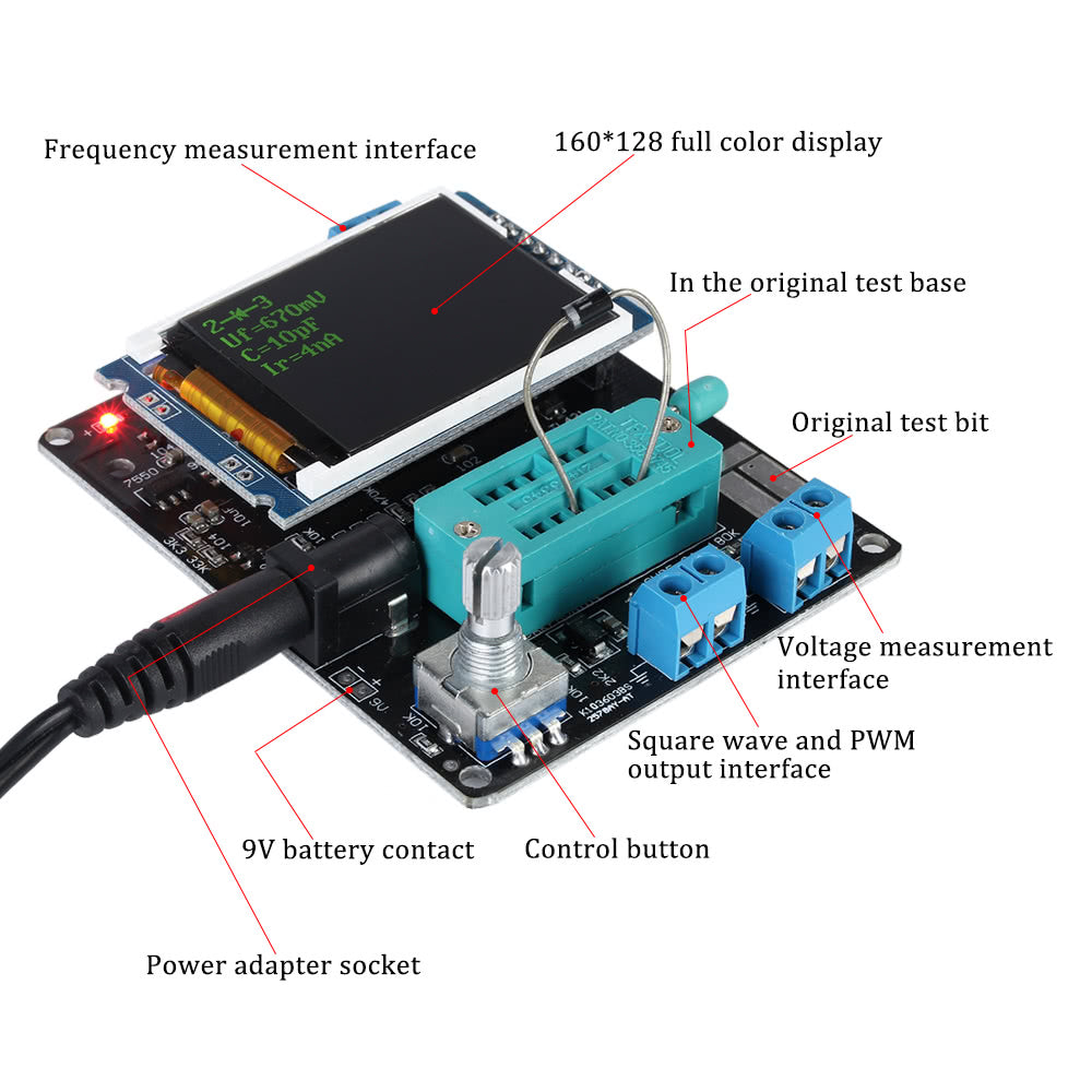 Multifunctional LCD GM328A Transistor Tester Diode Capacitance ESR Voltage Frequency Meter PWM Square Wave Signal Generator SMT Soldering