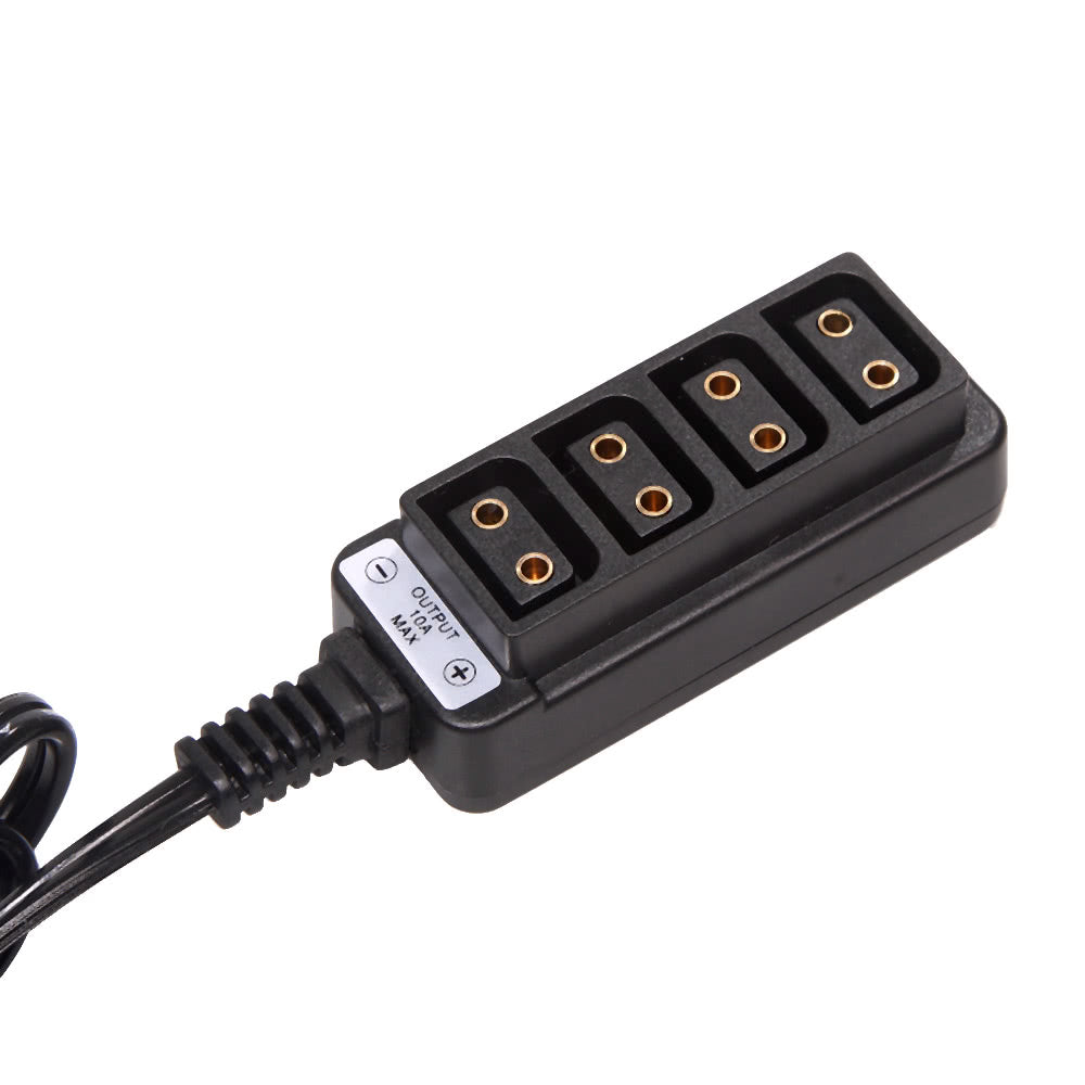 Male D-Tap B Type Power Tap to 4 Female D-Tap P-Tap Hub Adapter for Photography Power - Black