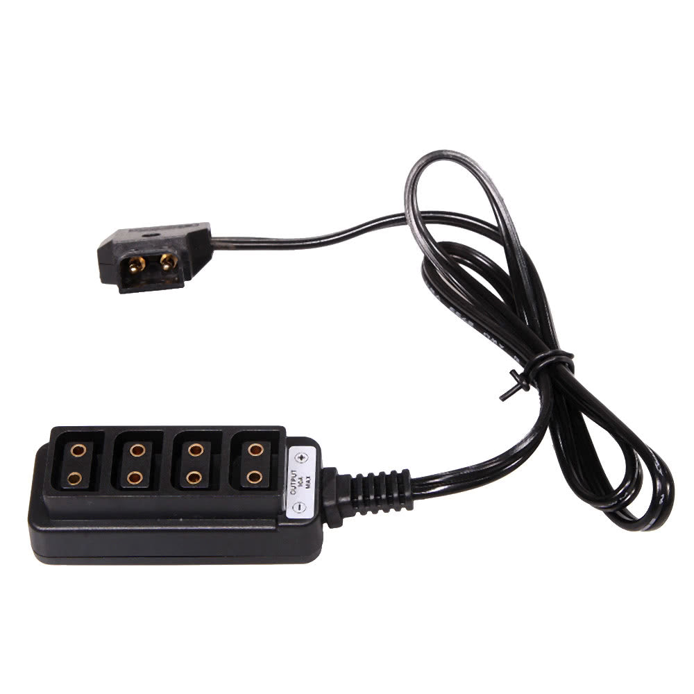 Male D-Tap B Type Power Tap to 4 Female D-Tap P-Tap Hub Adapter for Photography Power - Black