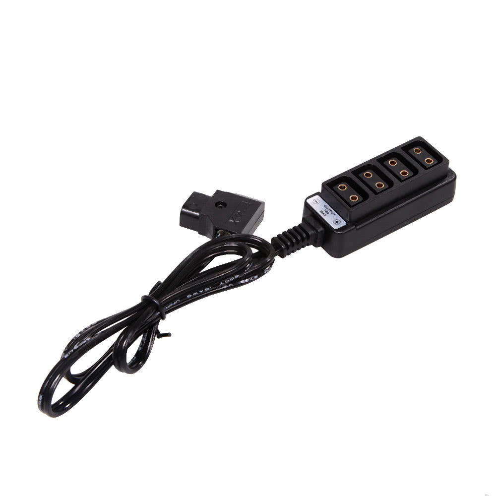 Male D-Tap B Type Power Tap to 4 Female D-Tap P-Tap Hub Adapter for Photography Power - Black