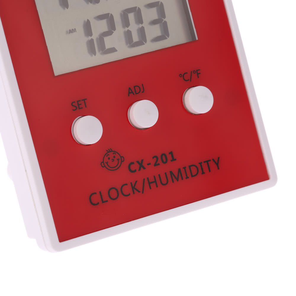 LCD Digital Hygrometer Clock Temperature Thermometer - Red