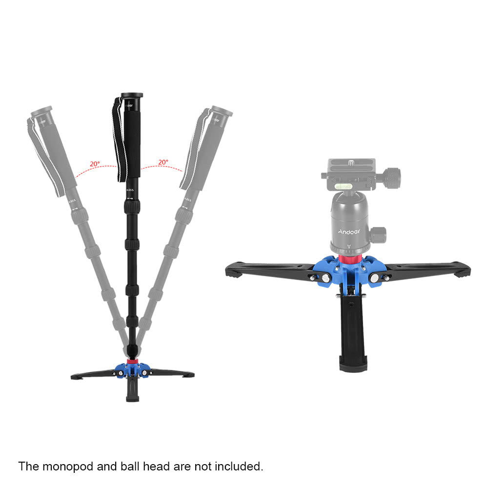 3-Leg DSLR Camera Photography Mini Tripod Monopod Stand with 3/8" Screw for Tripod Fluid Ball Head