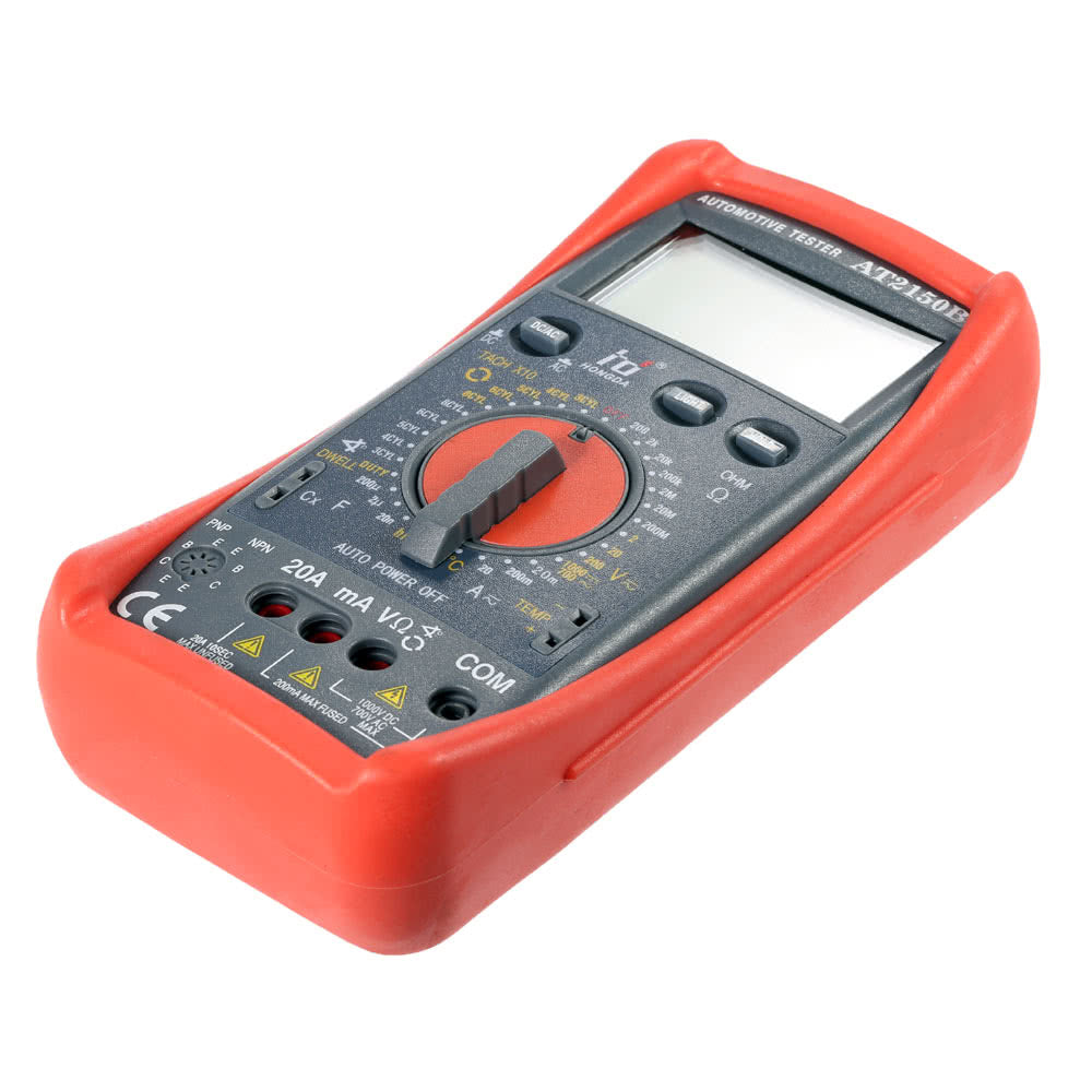 HD AT2150B Automotive Meter Tester Digital Multimeter Tachometer Temp Tester Sensor LCD Backlight - Red/Grey