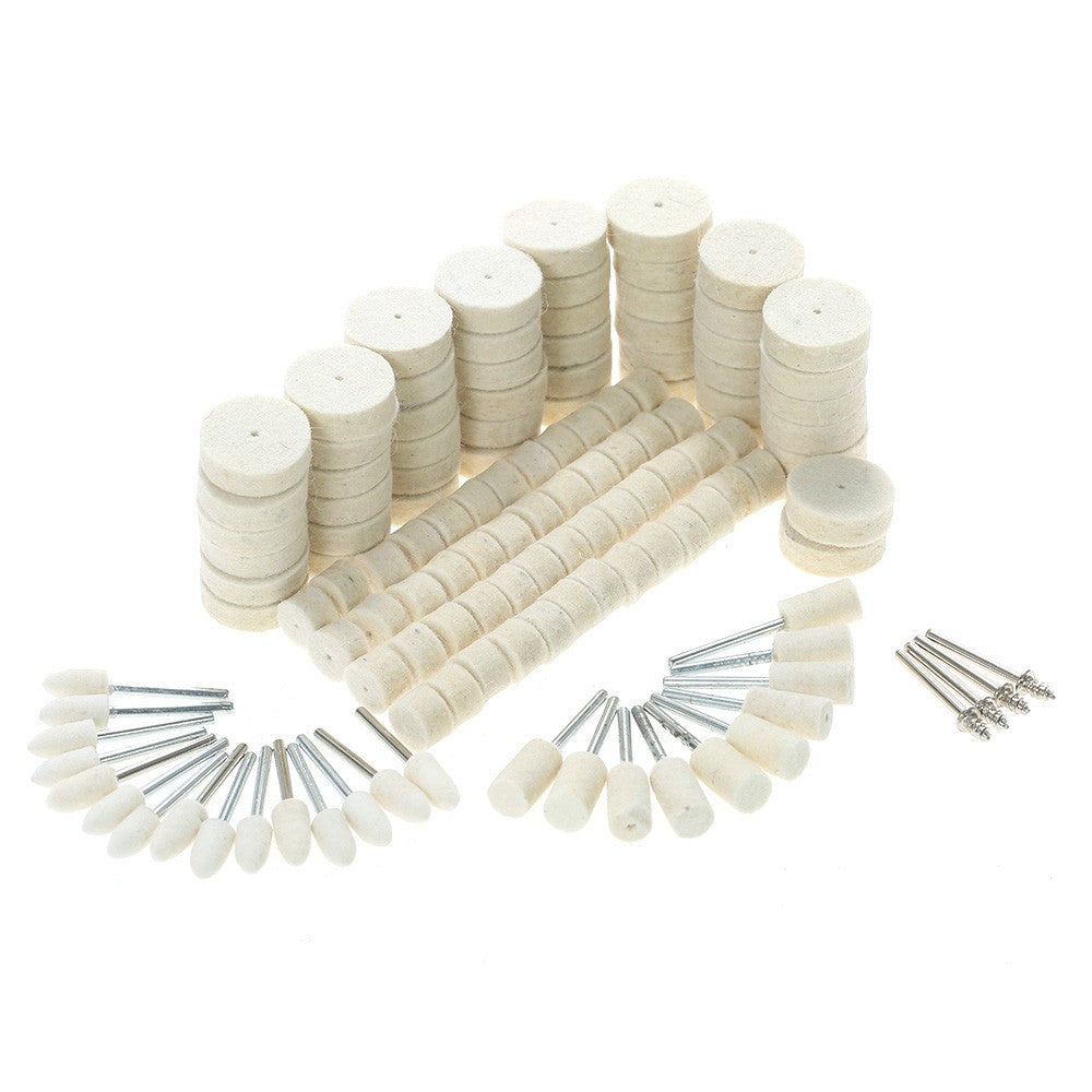 129pcs Abrasive Polishing Wheel Polishing Tools Wool Felt Metal Surface Buffing Accessories - White