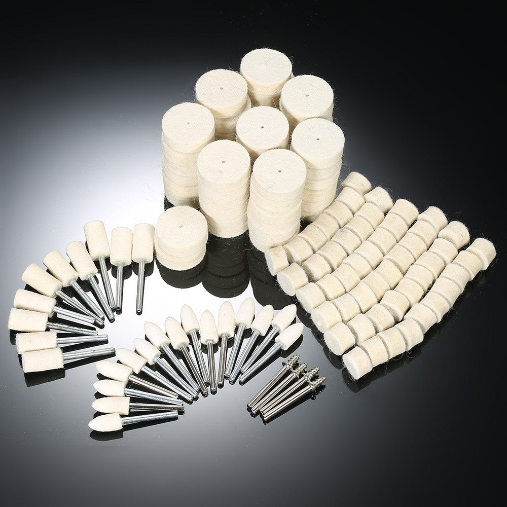 129pcs Abrasive Polishing Wheel Polishing Tools Wool Felt Metal Surface Buffing Accessories - White