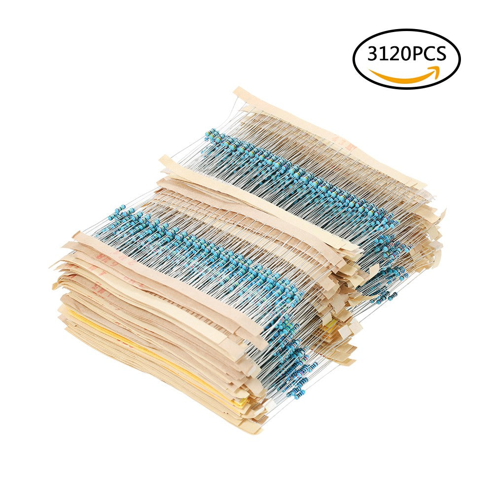 3120pcs 156 Values 1 ohm to 10M ohm 1/4W 1% Metal Film Resistors Assortment Kit Electronic Components