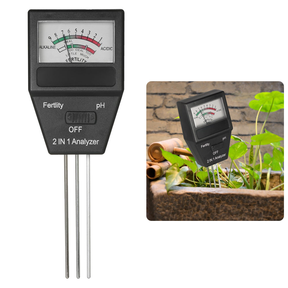 With Three Probes for Gardening Farming Lawn(No Battery Needed) 2 in 1 Mini Soil pH Meter Fertility Tester Analyzer