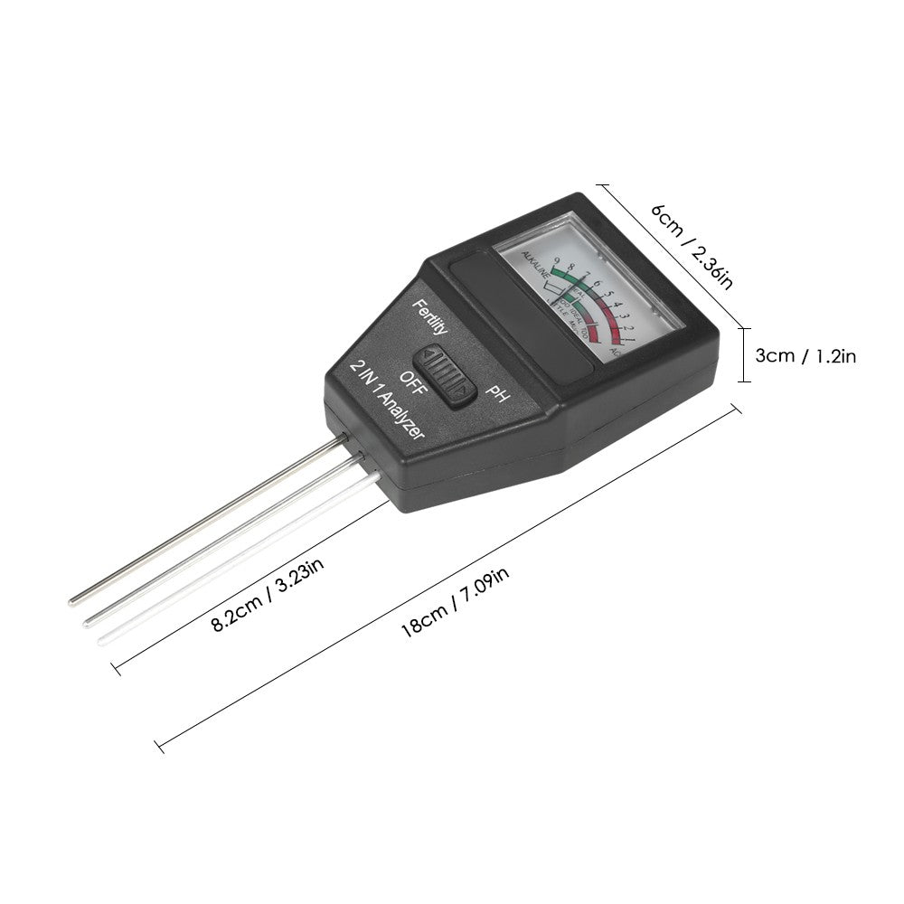 With Three Probes for Gardening Farming Lawn(No Battery Needed) 2 in 1 Mini Soil pH Meter Fertility Tester Analyzer
