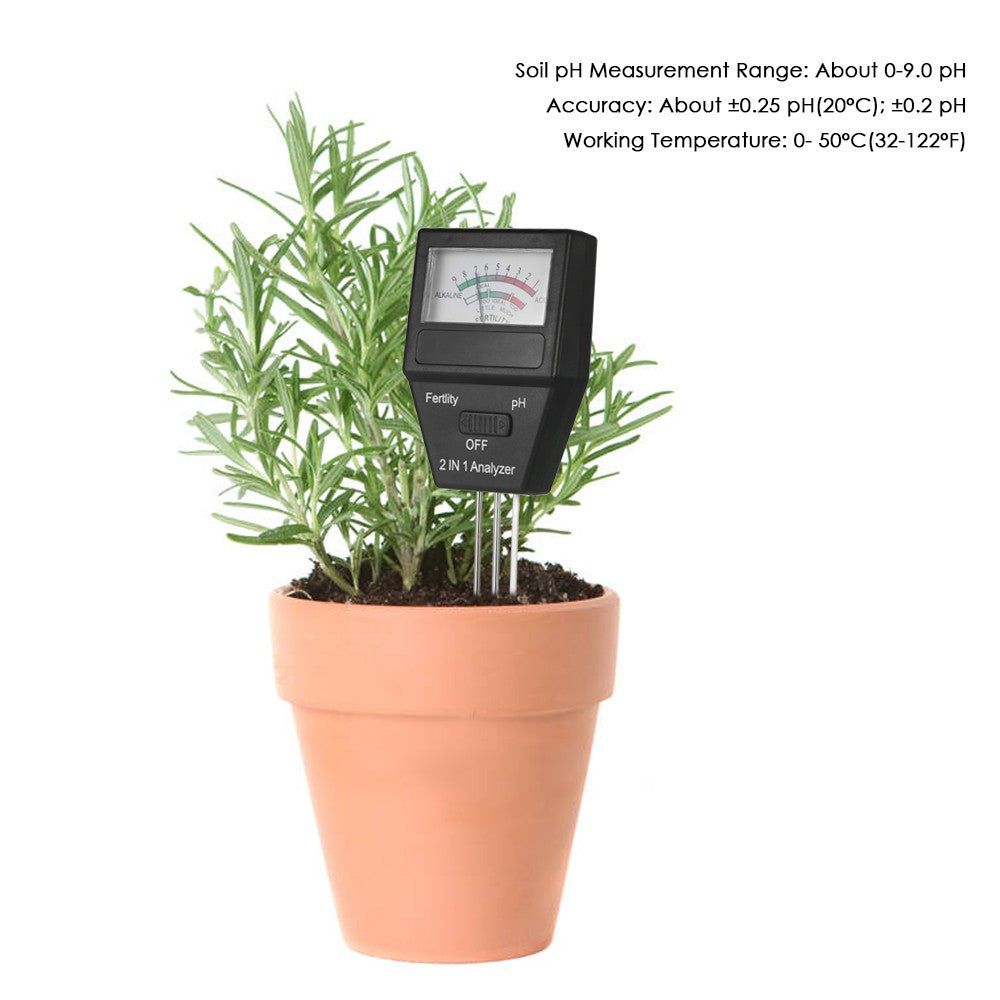 With Three Probes for Gardening Farming Lawn(No Battery Needed) 2 in 1 Mini Soil pH Meter Fertility Tester Analyzer