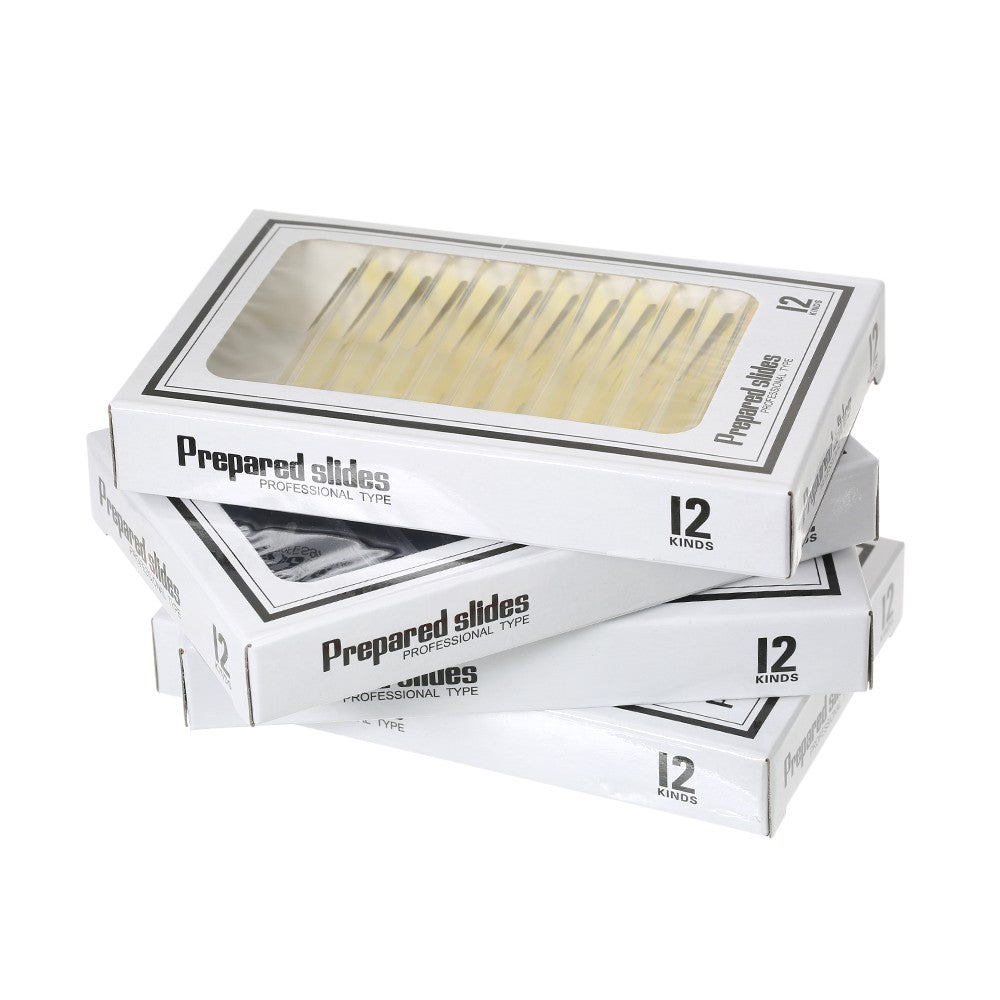 48Pcs/Set Plastic Prepared Microscope Slides Animals Insects Plants Sample Specimens Slides Set with Color Labels