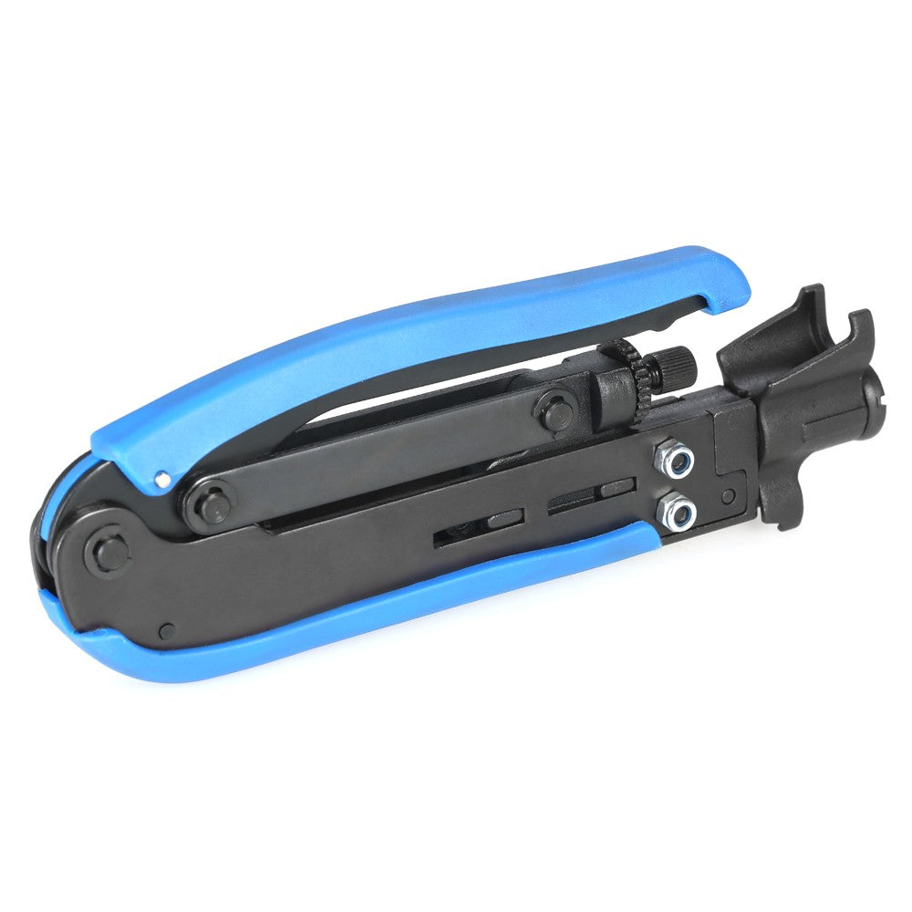 Multifunctional Adjustable Coax Cable Crimper Coaxial Compression Crimping Tool for F RG59 RG6 RG11 - Blue/Black