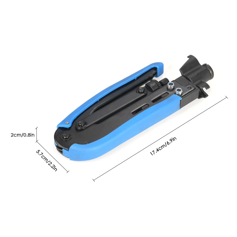Multifunctional Adjustable Coax Cable Crimper Coaxial Compression Crimping Tool for F RG59 RG6 RG11 - Blue/Black