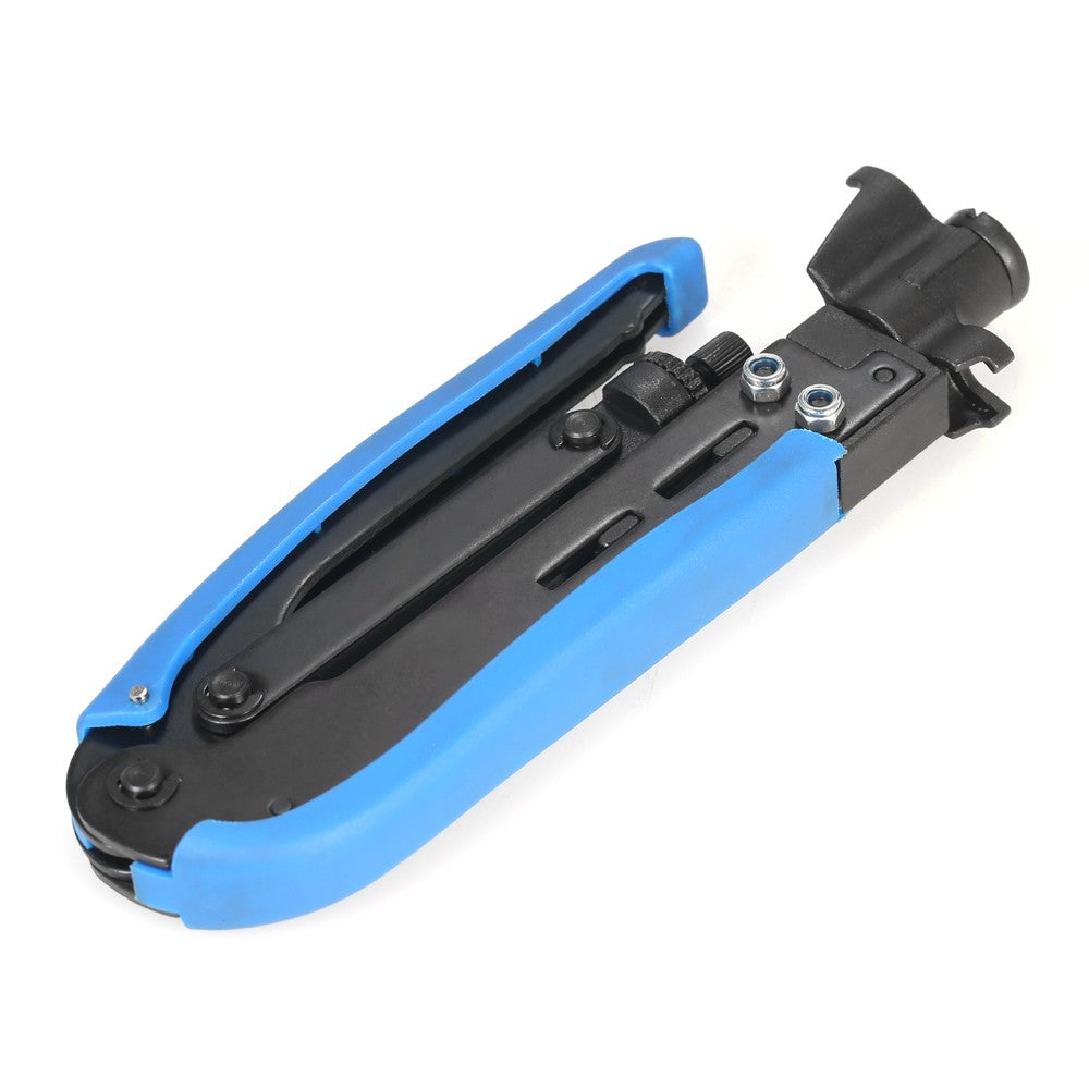 Multifunctional Adjustable Coax Cable Crimper Coaxial Compression Crimping Tool for F RG59 RG6 RG11 - Blue/Black