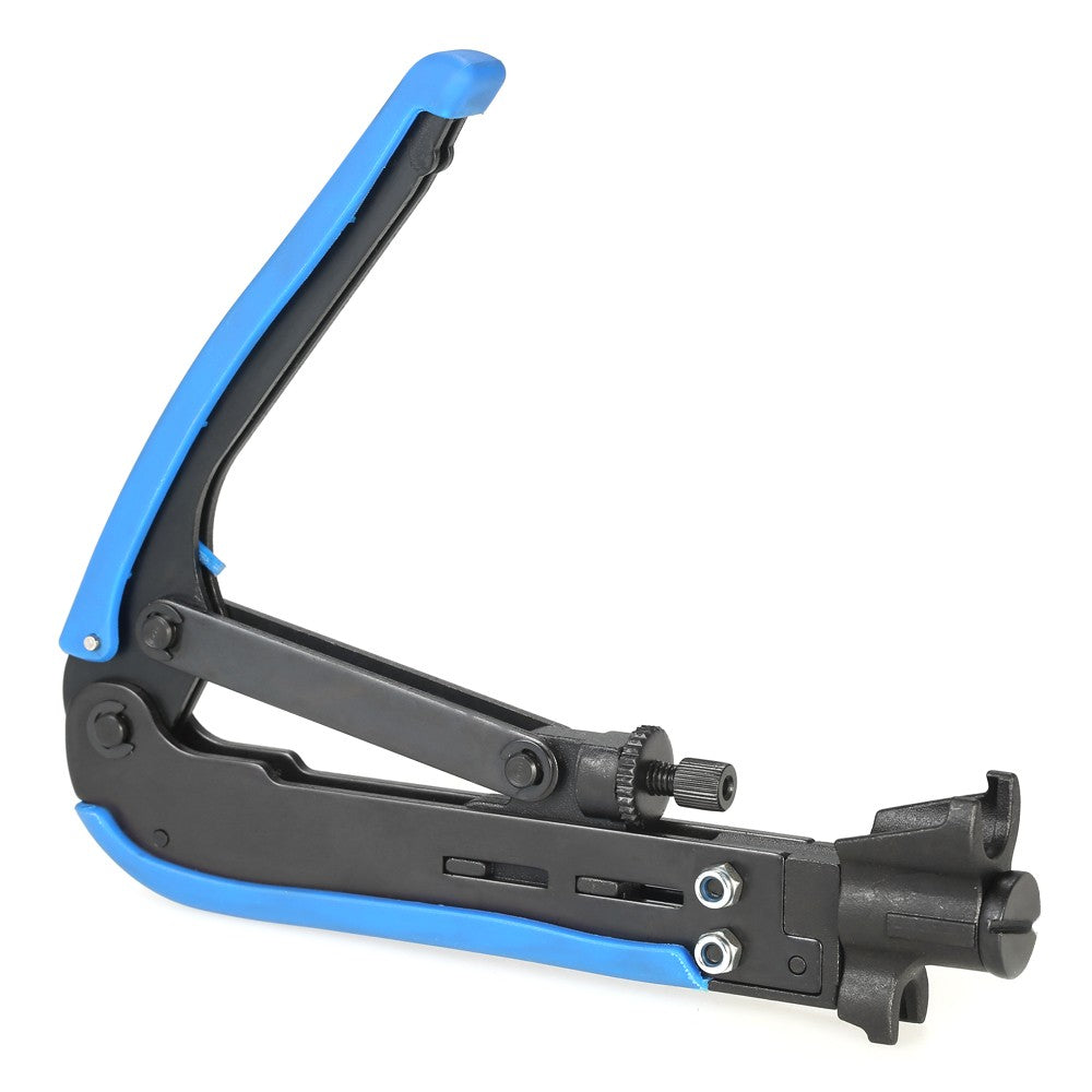 Multifunctional Adjustable Coax Cable Crimper Coaxial Compression Crimping Tool for F RG59 RG6 RG11 - Blue/Black