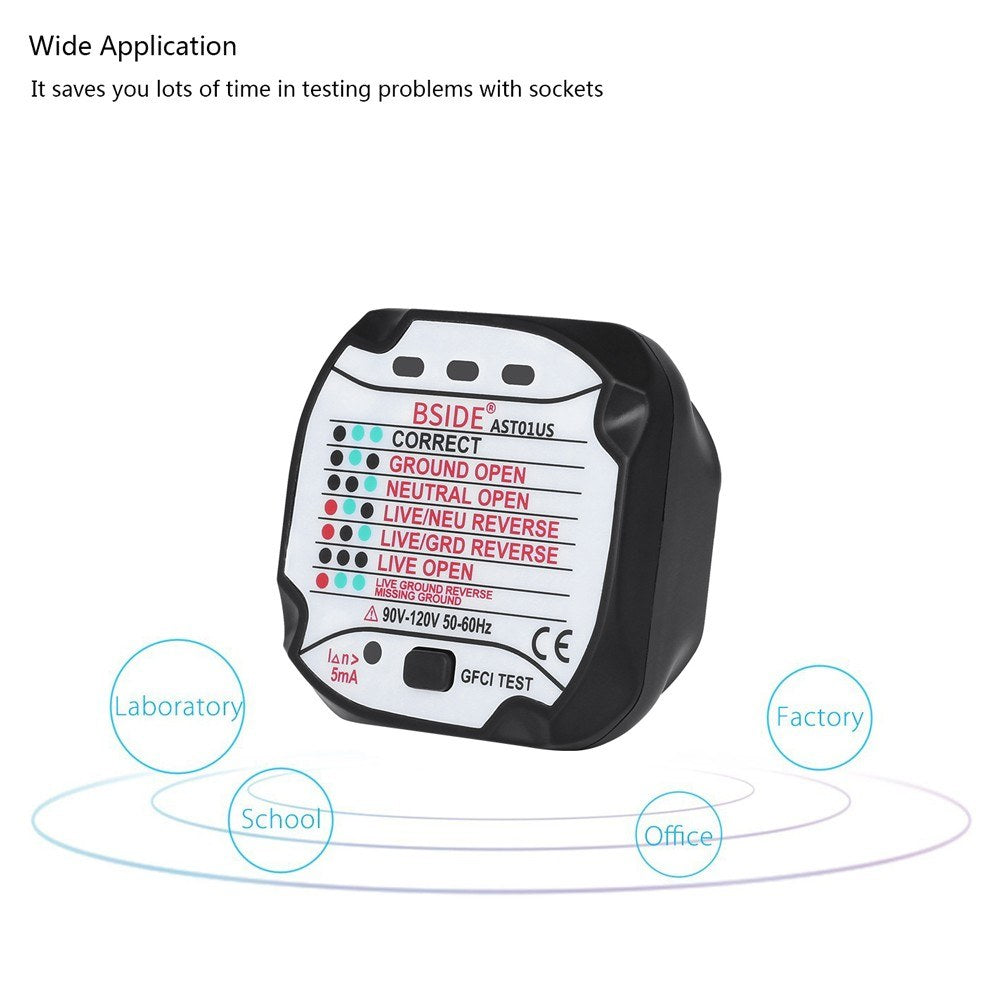 Socket Tester Circuit Polarity Voltage Automatic Detector Wall Plug Instrumentation Tools - US Plug