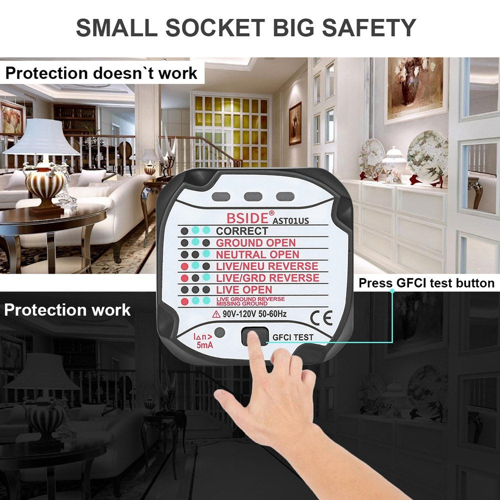 Socket Tester Circuit Polarity Voltage Automatic Detector Wall Plug Instrumentation Tools - US Plug