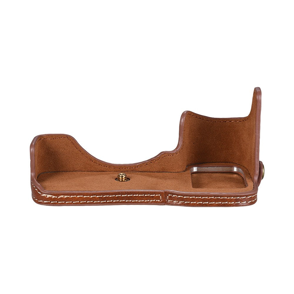 Half Camera Case Bag Bottom Opening Camera Bag Case for Sony ILCE9 A9 A7III A7RIII - Brown