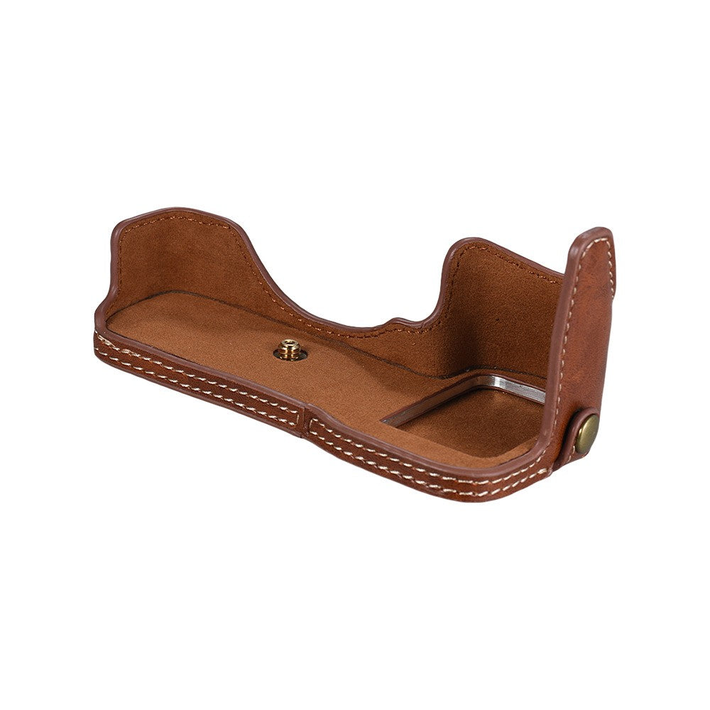 Half Camera Case Bag Bottom Opening Camera Bag Case for Sony ILCE9 A9 A7III A7RIII - Brown
