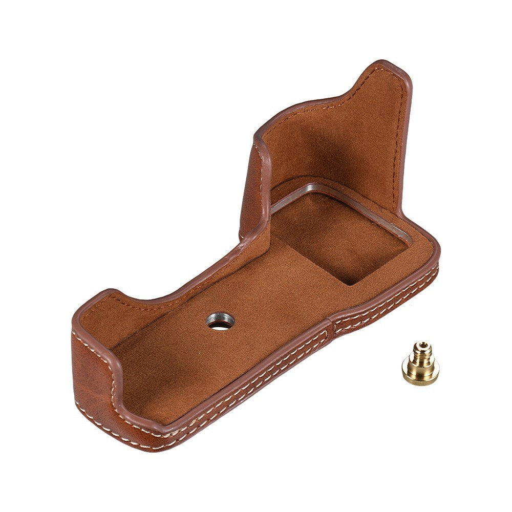 Half Camera Case Bag Bottom Opening Camera Bag Case for Sony ILCE9 A9 A7III A7RIII - Brown