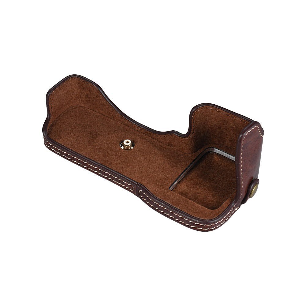 Half Camera Case Bag Bottom Opening Camera Bag Case for Sony ILCE9 A9 A7III A7RIII - Coffee