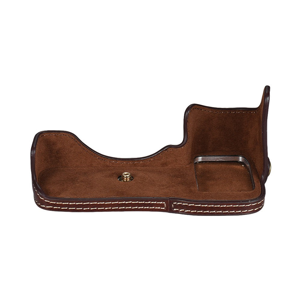 Half Camera Case Bag Bottom Opening Camera Bag Case for Sony ILCE9 A9 A7III A7RIII - Coffee