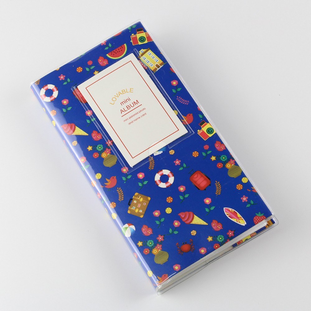 Standard 3in Centerfold Photo Album PVC 84 Pockets Albums Photos Storage Case Memory Souvenir - Blue